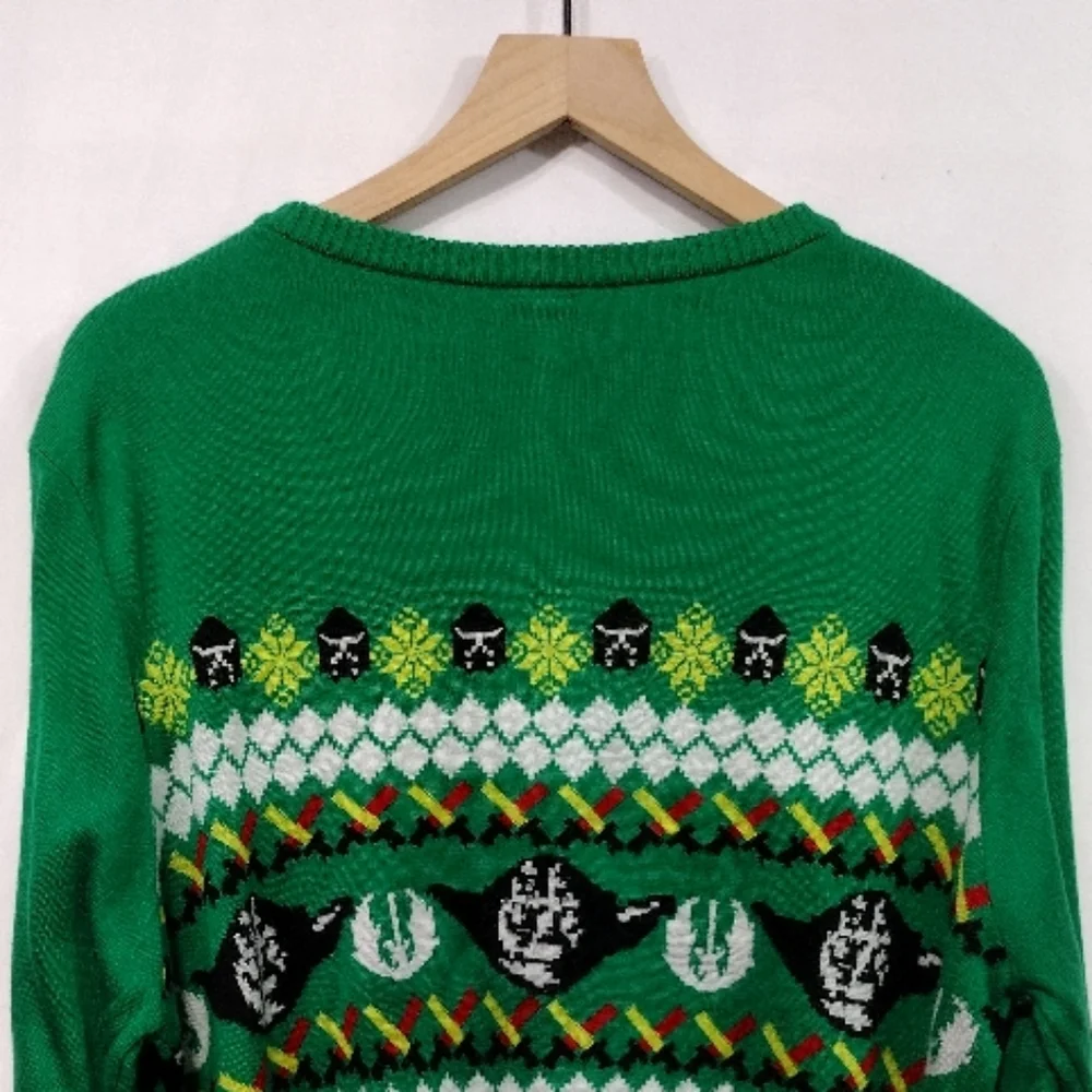 Star Wars Yoda Fair Isle Ugly Christmas Sweater Men's XXL Green Holiday Casual